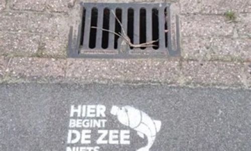 Moerdijk zet stoeptegels in tegen zwerfafval: Hier begint de zee!