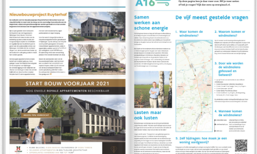 Pagina Energie A16 in lokale huis-aan-huisbladen