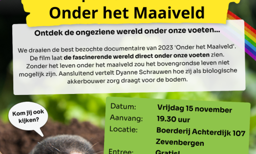 Klapstoel filmavond 'Onder het Maaiveld' op vrijdag 15 november